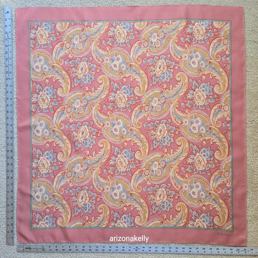 Ralph Lauren Silk Square Scarf Pink - Picture 2 of 12
